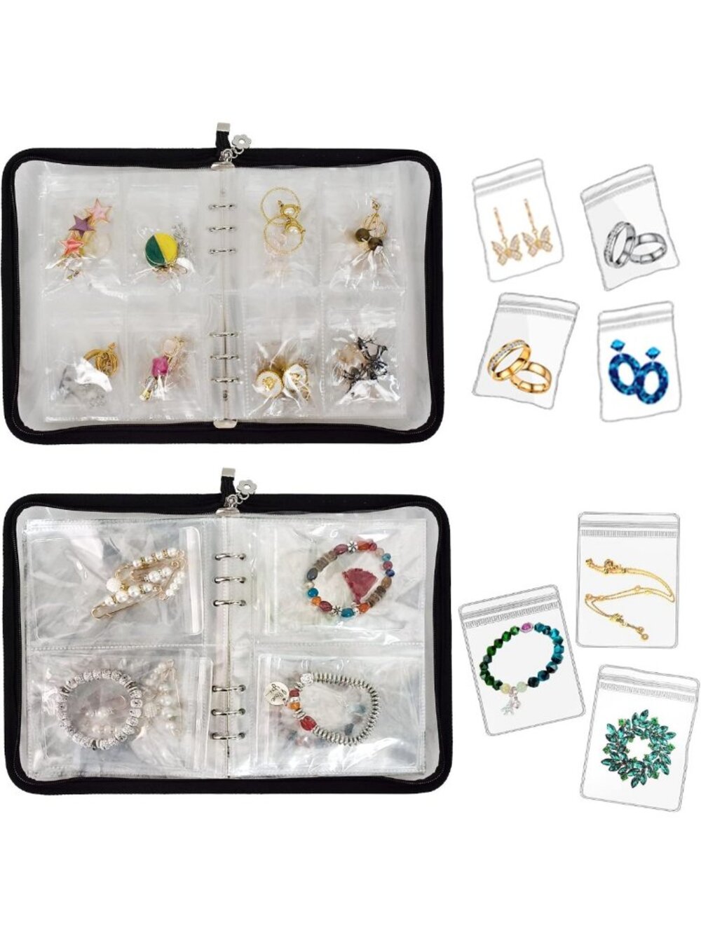 Travel Jewelry Organizer Book | Transparent Earring & Bracelet Holder Case, 2